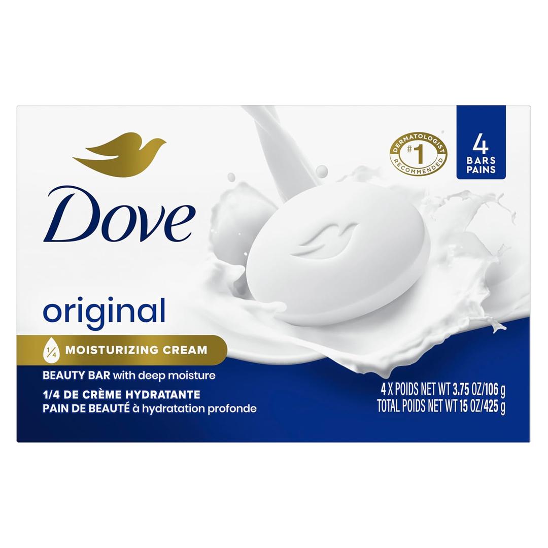 Dove Beauty Bar Gentle Skin Cleanser Moisturizing for Gentle Soft Skin Care Original Made With 1/4 Moisturizing Cream 3.75 oz, 7 Bars