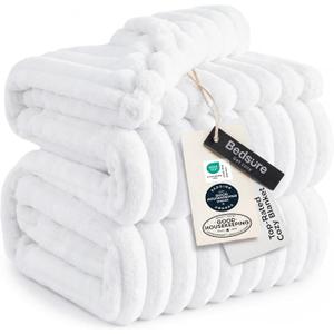 Bedsure GentleSoft King Throw Blanket for Couch - Cozy Soft Blankets for Women, Cute Small Fleece Throws for Girls, Bright White, 108x90 Inches