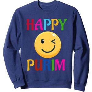Happy Purim Costume funny Jewish Face Mask Sweatshirt, Size S