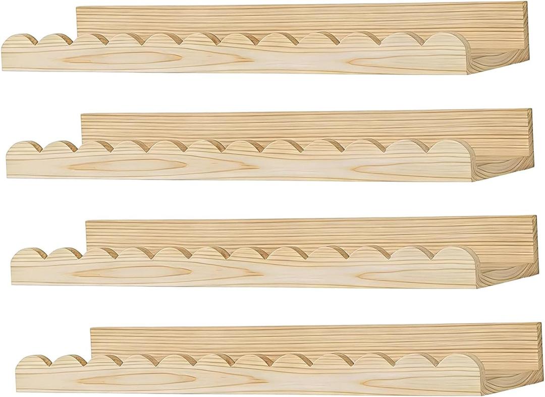 4 Pieces Wall Mounted Storage Shelves for Room Sturdy Wooden Floating Infant Room Storage Rack