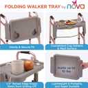 NOVA Folding Walker Tray Accessory Flip-Up Walker Tray with 2 Cup Holders for Food, Drinks & Personal Items No-Tool Installation Easy Up/Down Mobility Tray for Standard Walkers