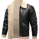 HOOD CREW Men’s Bomber Jacket Winter Coat Stylish Faux Fleece Lined Leather Jackets