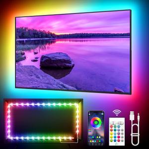 LED Lights for TV, 19.68ft LED Backlights for 65-80in TV, RGB TV Backlight with Music Sync Bluetooth APP and Remote Control TV Lights Strip USB Powered LED Lights for Bedroom, Gaming