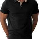Sailwind Men's Cotton Polo Shirts Short Sleeve Casual Summer Shirts Classic Collared Golf Shirt with Pocket Black (3XL)