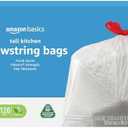 Amazon Basics 13 Gallon Tall Kitchen Drawstring Trash Bags, Flextra Strength, Clean Fresh Scent, Tear Resistant, 0.9 mil Thickness, 10% Post Consumer Recycled, 120 Count