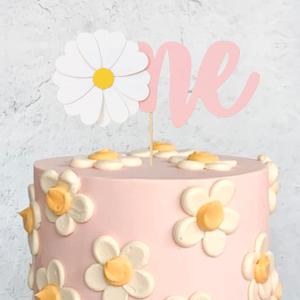 Daisy First Birthday Cake Topper - One Groovy Toppers, Party Decorations Supplies, Flower Cake Topper for Retro Hippie Boho Girl Birthday