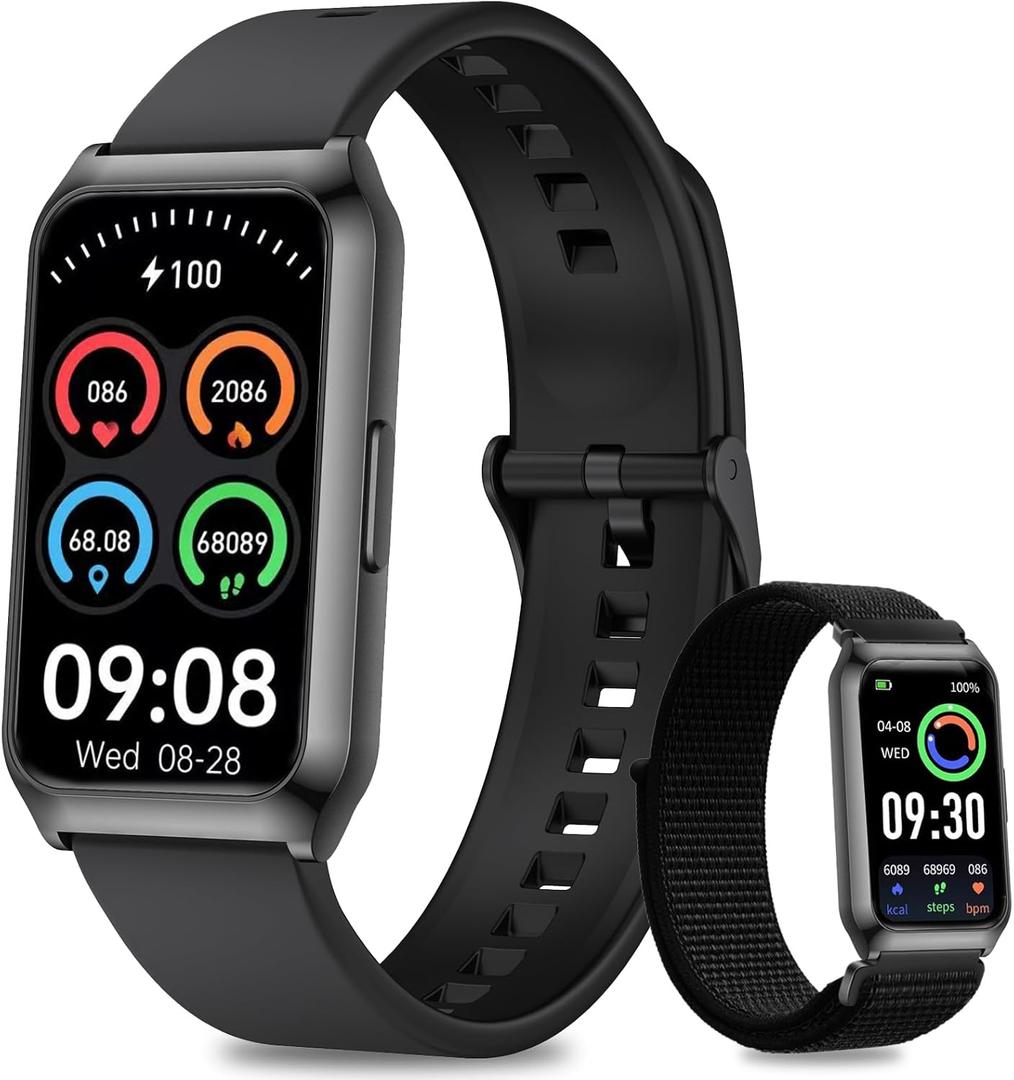 Smart Watches for Women Men,7 Day+ Battery,Aluminium Case with Blood Oxygen/Heart Rate/Step Counter/Calories,Activity Sleep Tracker,IP68 Smart Pedometer Watch for Android&iOS Black