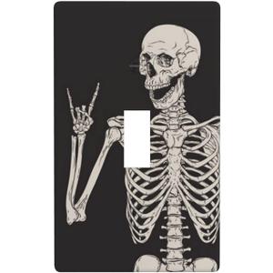 Rock Skull Light Switch Cover Decorative Single Toggle Wall Plate 1-Gang Art Electrical Faceplate for Home Bedroom Decor 4.50" x 2.76"
