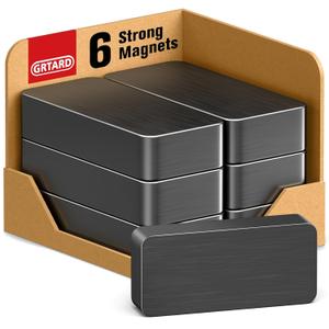 Grtard 6 Pack Heavy Duty Magnets, 1 7/8" x 7/8" x 3/8" Ferrite Blocks for Crafts, DIY, Science, Fridge, Tool Room & Whiteboard