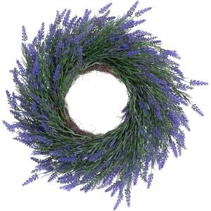 18 Inches Lavender Wreath, Spring Summer Wreaths for Front Door, Artificial Purple Lavender Wreath Decorations for Home Wall Window Farmhouse Decor