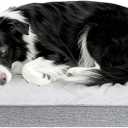 KSIIA Washable Dog Bed Medium Size Dog U-Shaped Bolster Pet Couch with Removable Waterproof Cover, Non-Slip Bottom and Egg-Crate Orthopedic Foam Pet Bed, 35 x 22 Inch, Gray (Light Grey)