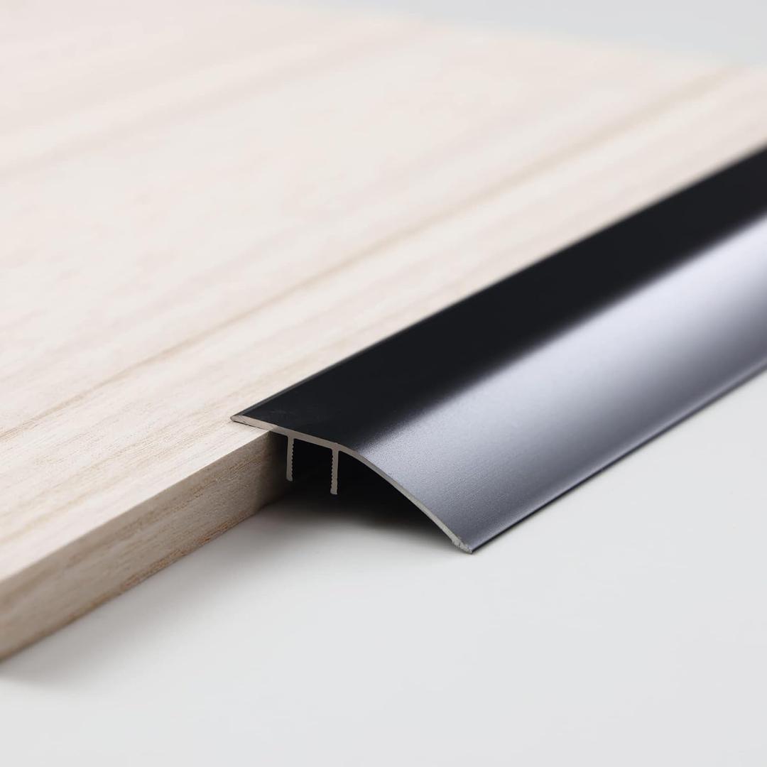 Trimold Aluminum Floor Transition Strip, Suitable for Doorways Threshold Ramp Tile Laminate Planks, Bridge The Height Between 0.2-0.5 Inch (2.9Ft x 1.7In, Matte Black)