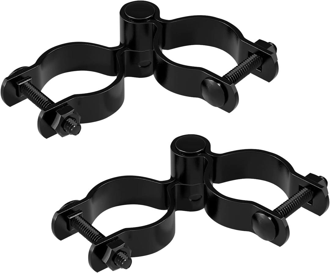 VIVIDA 1-3/8" Black Gate Hinge Kit for Chain Link Fence 2 Set, Black Powder Coated, Chain Link Gate Hardware