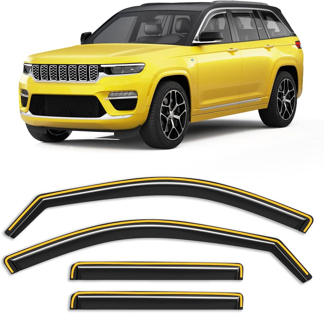 in-Channel Window Rain Guard for Fit for Jeep Grand Cherokee 5 Seats(Not for L 7 Seats) 2022-2025 Rain Guards Side Window Visors low profile Vent Visor Window Deflectors Vent Shades Accessories