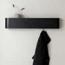 Kazai. Wall-Mounted Coat Rack 'Toke' - Modern Design Coat Rack with Hidden Wall Hooks - Solid Wood Veneer Panel Coat Hanger - Oak, Black