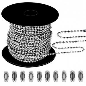 50ft Ball Bead Chain, #10 Stainless Steel Ball Chain, Roller Shade Chain&Vertical Window Blinds, Dog Tag Chain, Bead Chains for Jewelry Making/Crafts & DIY Projects(4.5mm with 10pcs Connectors)