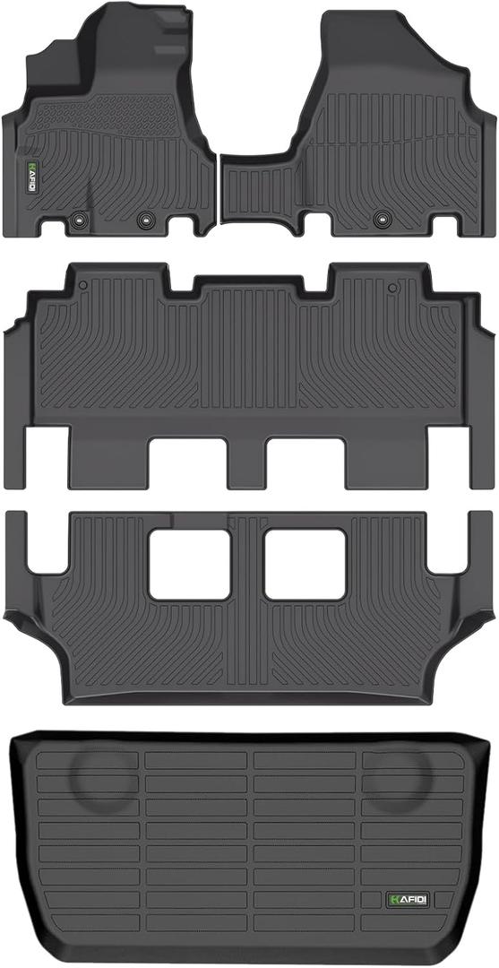 HAFIDI Floor Mats & Cargo Liner Set Fit for Honda Odyssey 2011-2017 All Weather Protection TPE Anti-Slip Automotive Full Set Floor Liners Custom Accessories - Black