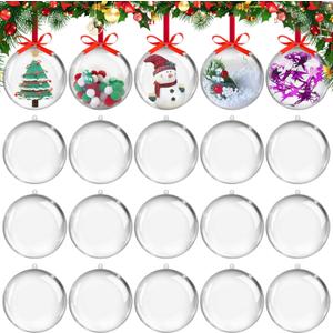 20PCS Christmas Ornaments,5CM Clear Plastic Ornaments Balls,Clear Christmas Ornament for Crafts,Acrylic Fillable Xmas Tree Ornament Balls for DIY,Wedding,Parclearty and Valentine's Day- Small Size