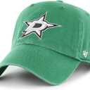 47 NHL Team Color Alternate Primary Logo Clean Up Adjustable Cap Dad Hat, Adult (One Size, Dallas Stars - Green)