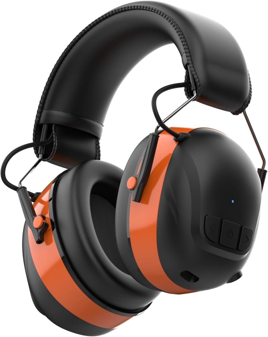 Bluetooth 5.4 Hearing Protection Headphones with 120H Working Time, 30dB SNR, Superior Stereo Sound Quality, Larger Buttons for Easy Operation, Safety Ear Muffs for Lawn Mowing, Workshops (Orange) Bluetooth 5.4 Hearing Protection Headphones with 120H Working Time, 30dB SNR, Superior Stereo Sound Quality, Larger Buttons for Easy Operation, Safety Ear Muffs for Lawn Mowing, Workshops (Orange)