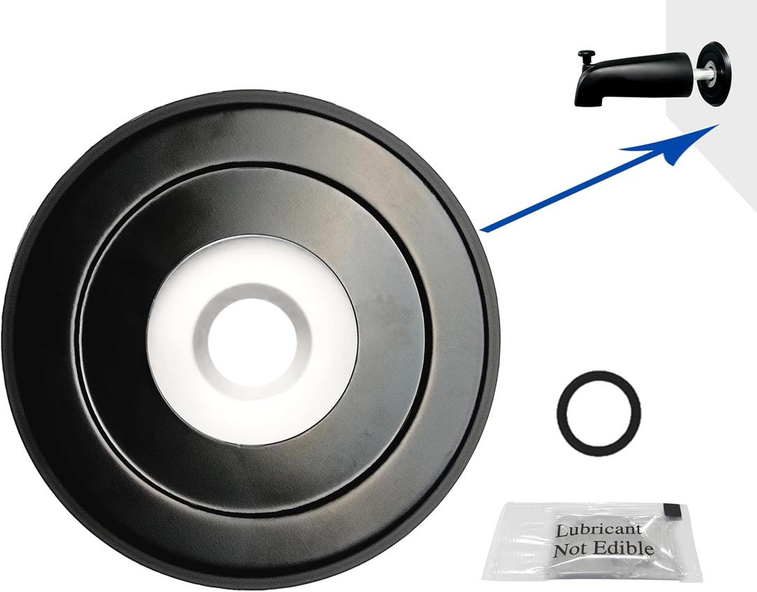 1/4" Spacer for Tub Spout, Flange Trim Ring for Bath Faucet, Eschutcheon Cover Plate for Spigot with Split PVC Blocking Water, Shower Pipe Remodeling Sealer (304SUS-Matte Black)