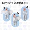 GLLQUEN BABY Swaddle Sleep Sack - 3 Pack Infant Swaddles for Newborn, Baby Swaddling Sack 0-3 Months, Ergonomic Newborn Swaddle Blanket for Baby Boy and Girl, Blue & Elephants
