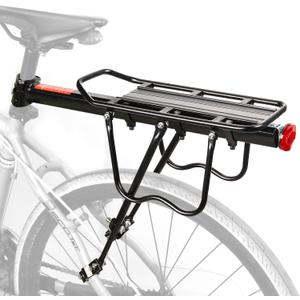 Rear Bike Rack, 110 lbs / 50KGS Bike Cargo Racks Frame Aluminum Alloy Universal Adjustable Cycling Equipment Stand Footstock Bicycle Luggage Carrier with Tools and Reflector for 26"-29" Frames