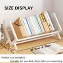 Wood Tilting Bookcase in Living Room/Home/Office, Desktop Book Shelf Organizer Bookshelves Storage Rack for CDs/Magazine/Books Display (White, 19.68"-L)