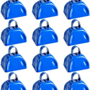 BLUE PANDA 10 Pack 3-inch Cowbells with Handle, Blue Hand Percussion Cow Bells Noise Makers for Sporting Events, Football Games and Celebrations - Cowbell Noise Maker