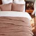 EVERGRACEHOME Stonewashed Cotton Quilt Set King Size, Ultra Soft Oversized Bedspread Coverlet Set, Lightweight Crinkle Box Stitch Bedding Sets for All Season, with 2 Shams, Terracotta Clay, King/Cal King