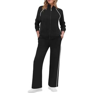 XIEERDUO Women's 2 Piece Lounge Sets Full Zip Up Sweatsuit Wide Leg Tracksuit Workout Outfits Fashion Airport Wear Size Medium