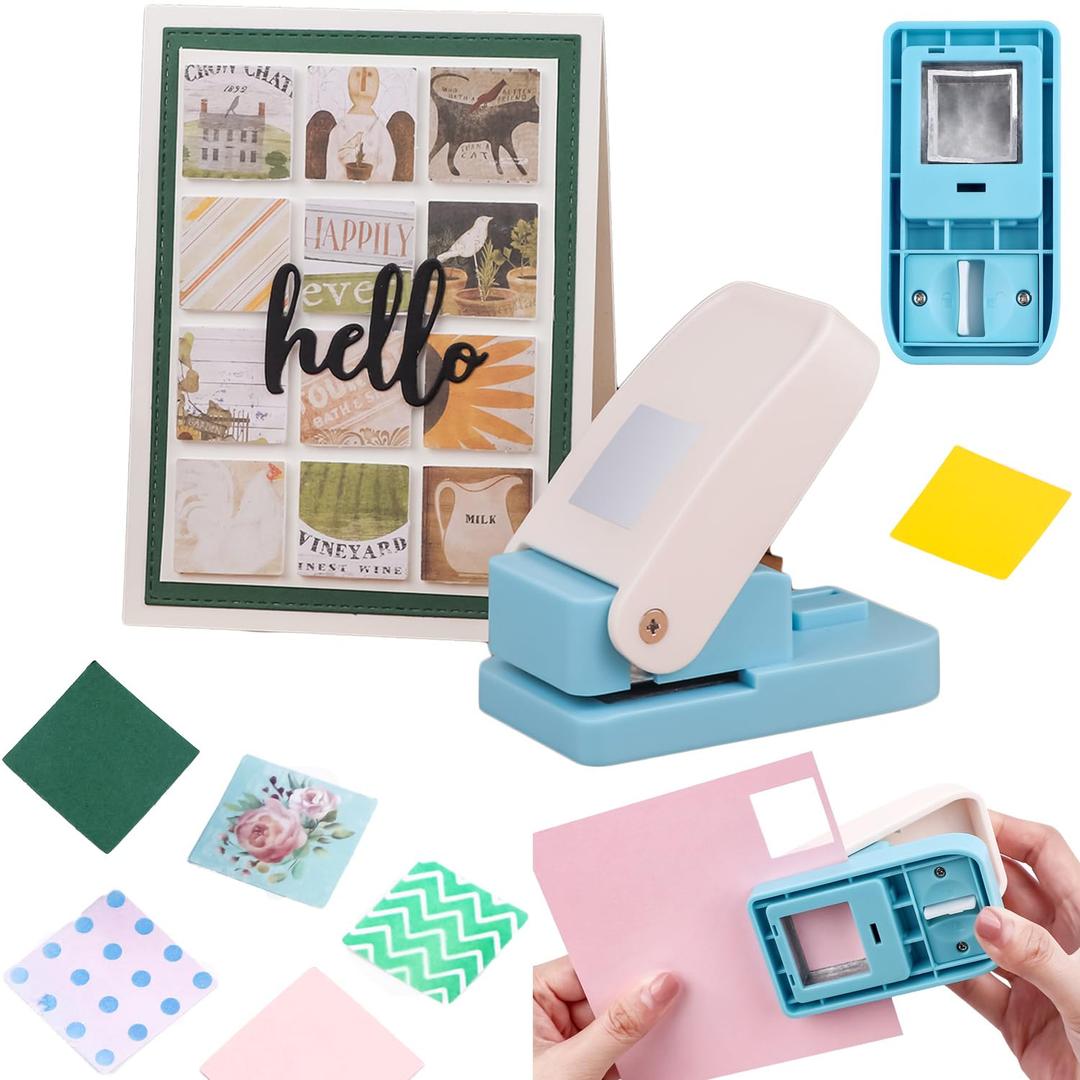 BAOFALI 1X1 inch Square Punch Lever Action Craft Punch Making 1X1 inch Equilateral Square for Paper Crafting Scrapbooking DIY Card Making Arts Crafts Supplies