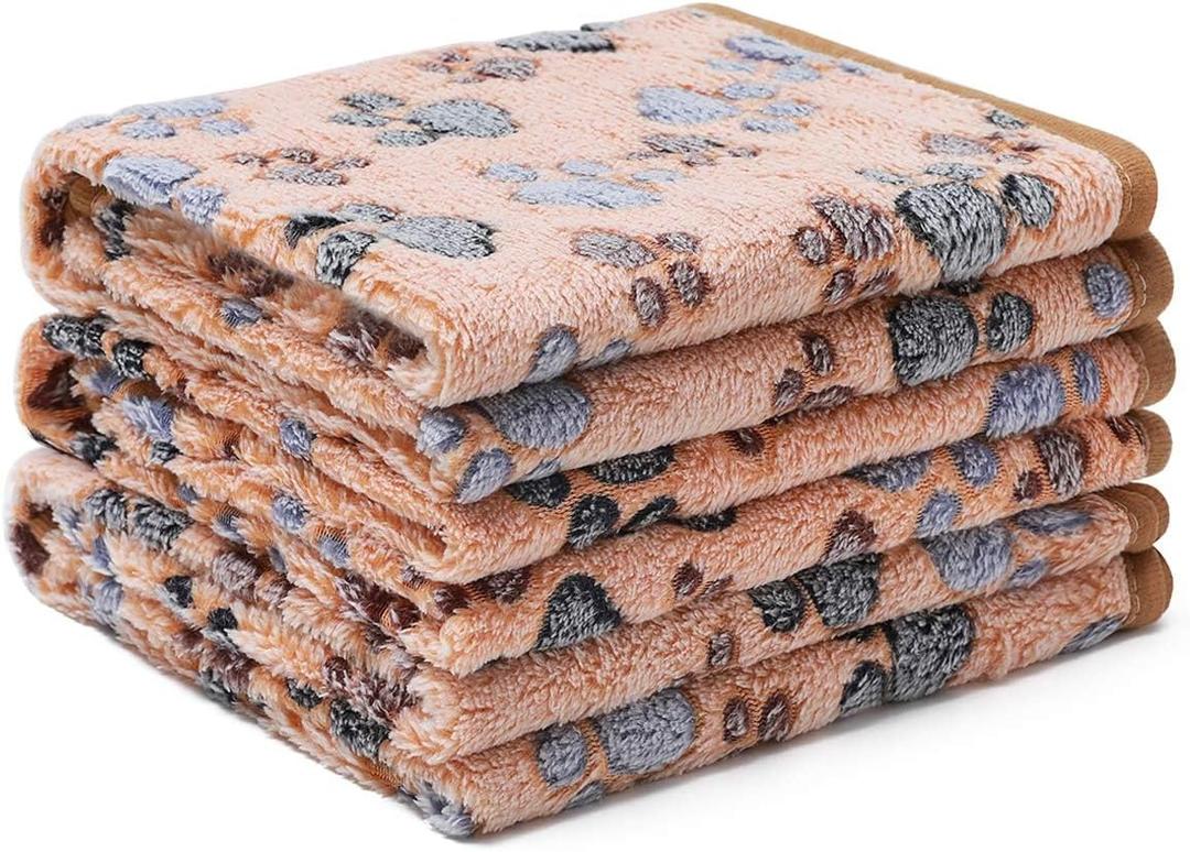 1 Pack 3 Blankets Super Soft Fluffy Premium Fleece Pet Blanket Flannel Throw for Dog Puppy Cat Paw Brown Medium(30x20 inch) (30x20 inch (Pack of 3), Brown Paw)
