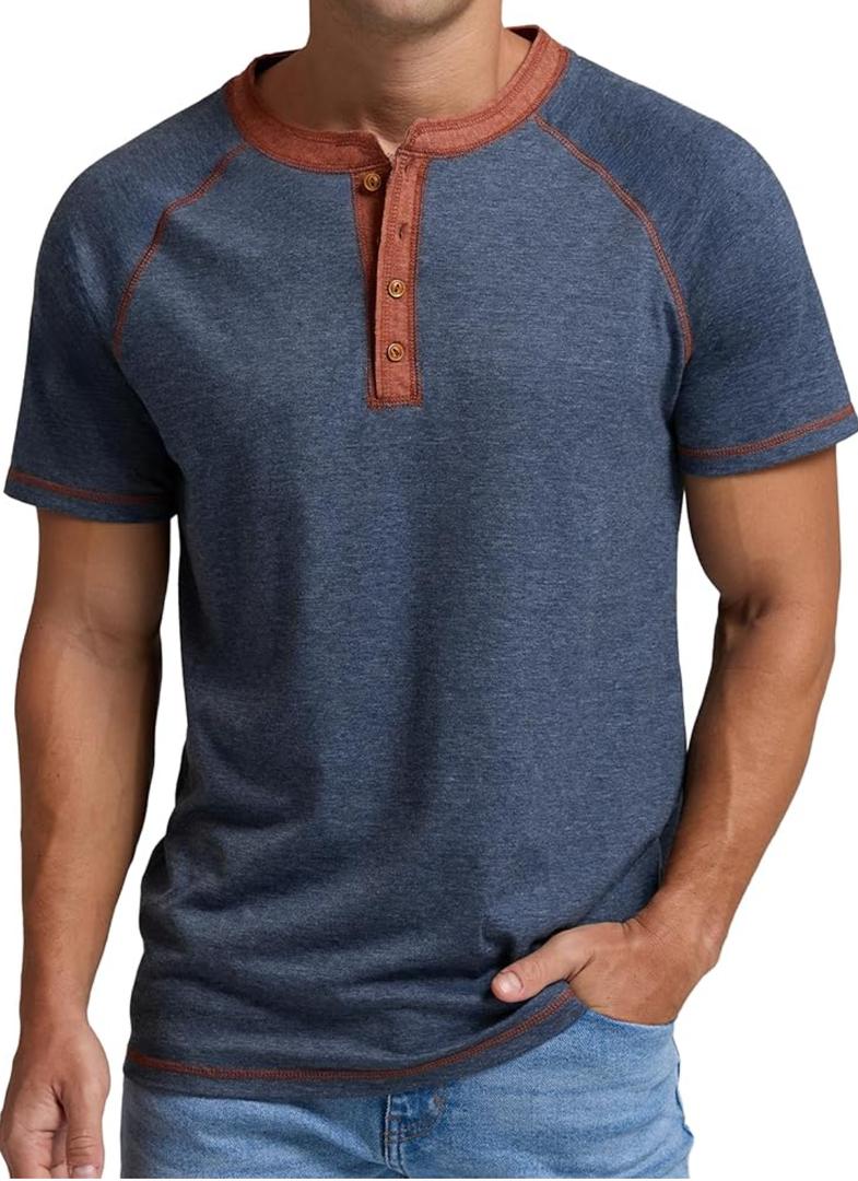 Sailwind Mens Henley Long/Short Sleeve T-Shirt Cotton Casual Shirt, M