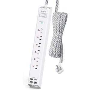 Power Strip Surge Protector with USB C - Flat Plug Extension Cord with 6 AC Outlets 4 USB (2 USB C), Wall Mount, 5ft, 900 J, Multi Plug Outlet Extender for Home Office Dorm Room Essentials