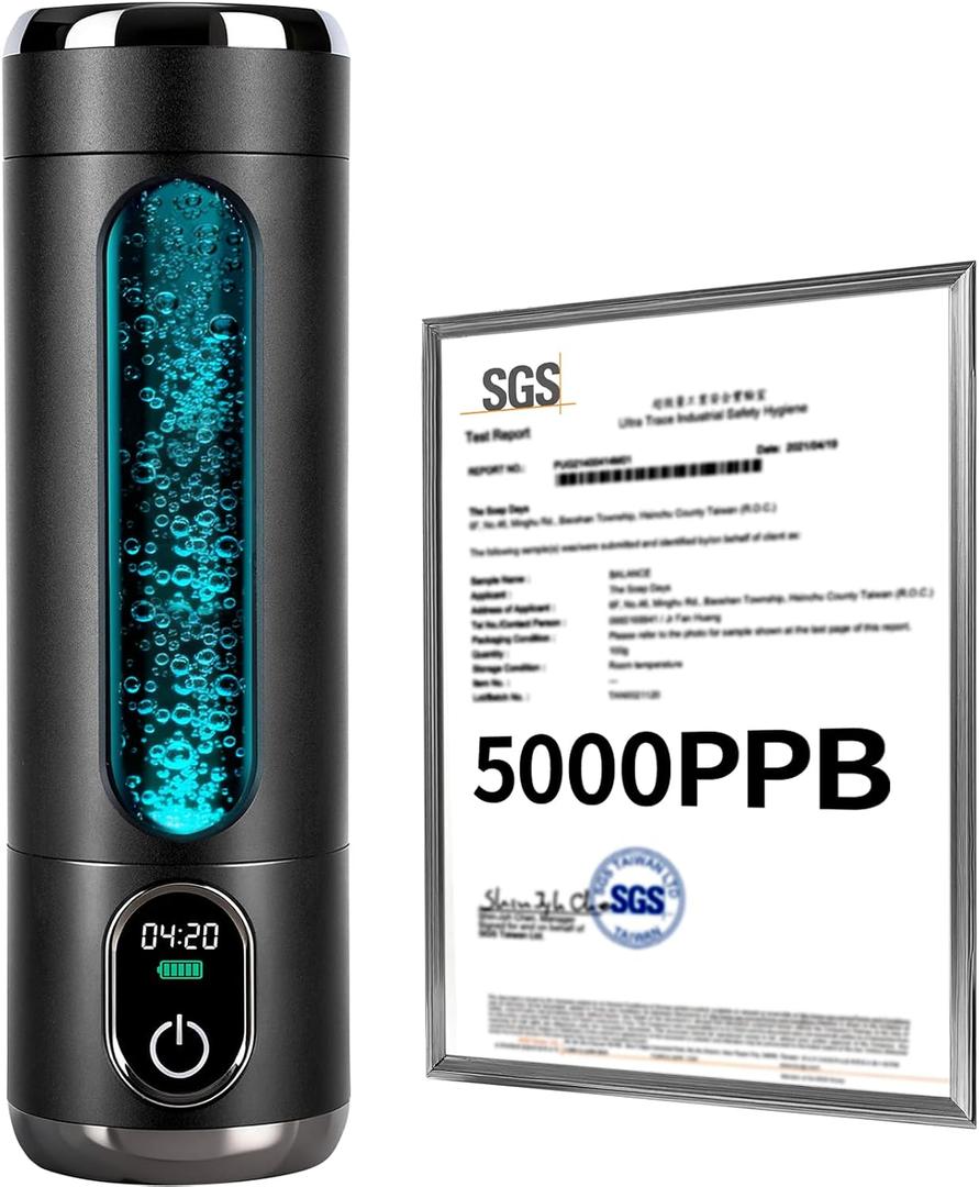 2026 New Upgrade Hydrogen Water Bottle, Up to 5000+ PPB, 8.5 oz | Food-Grade PC, SPE/PEM Technology, Portable Hydration System, Health Care Gifts for Husband, Wife, Family, Friends