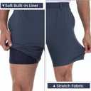 Mens Casual Khaki Golf Shorts 7 Inch Inseam Regular Fit Built-in Liner Stretch Elastic Waistband Zipper Pockets No Pill (38)