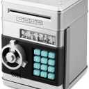 Electronic Password Piggy Bank Cash Coin Can Auto Scroll Paper Money Saving Box Toy for 6 7 8 9 10 11 12 Years Old Kids Gifts (Silvery)