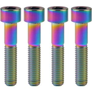 Titanium Cap Allen Socket Head Bolts M10 20 25 30 35 40 45 50 55 60mm Screw Pack of 4 (M10x50mm Pitch 1.25mm, Ranibow)