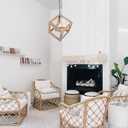 KSANA Chandeliers for Dining Room, Distressed Weathered Wood Chandelier Farmhouse 4-Light Geometric Hanging Light Fixtures for Kitchen Hallway Bedroom