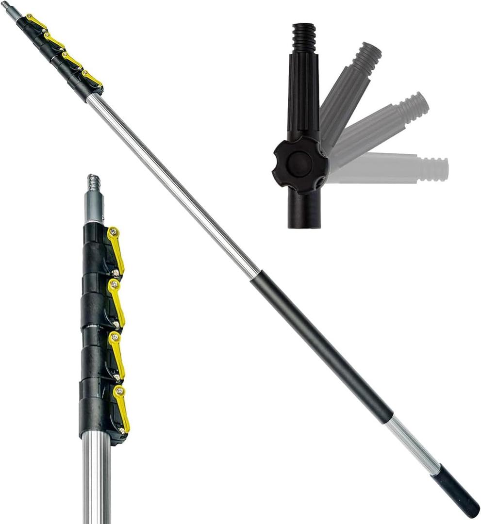 DOCA Telescoping Pole 5-12 Ft - Extension Pole for Cleaning, Feather Duster, Window Washing Kit, Paint Roller, Window Squeegee - High Reach Extendable Kit for Indoor & Outdoor - Pole Only