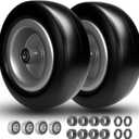 13x5.00-6 Flat Free Tire and Wheel, 13x5-6 Lawn Mower Tires, Zero Turn Front Tires, with 3/4" or 5/8" Bearings, 4"-6" Centered Hub, 13x500-6 Airless Solid Smooth Tire, 2 Pcs (13x5.00-6 Flat Free(Smooth Tread))