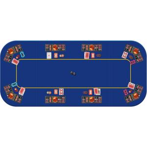 VIVOHOME 79 x 36 Inch Foldable 8-Player Texas Poker Card Tabletop Layout Portable Anti-Slip Rubber Board Game Mat with Cup Holders and Carrying Bag (Blue)