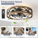 G-SAFAVA 20" Ceiling Fans with Lights and Remote, 6 Wind Speeds 3 Timing Quiet Flush Mount Low Profile Caged Ceiling Fan for Bedroom Living Room Kitchen, Farmhouse Reversible Ceiling Fan, Wood Grain
