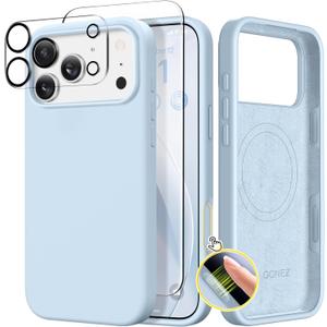 GONEZ Magnetic for iPhone 17 Pro Max Case, [Compatible with MagSafe] Anti-Scratch Microfiber Lining & Screen Protector, Silicone Camera Control, Shockproof Slim Phone Cover 6.9 inch, Blue