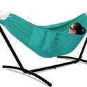 GAFETE Double Hammocks with Stand for Outside, Max 600lbs, (Aqua Blue)