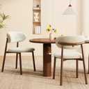 Kitchen Dining Chairs Set of 2 Modern Soft Linen Farmhouse Dining Room Chair with Metal Legs, Beige/Walnut