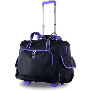 Olympia U.S.A. Deluxe Lightweight Rolling Overnighter Case Overnight Laptop Bag Weekender Travel Carry-On Suitcase Luggage with Wheels and Adjustable Push-Down Handle
