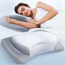 Elevate Sleeping Cervical Neck Pillow for Pain Relief, Healthy Spine Restore Memory Foam Pillows Fit Shoulder Perfectly, Adjustable & Ergonomic Side Sleeper Pillow for Side Back Stomach Sleeper (Queen, Light Grey)