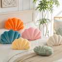 Shell Pillow, Shell Shaped Decorative Throw Pillows with Velet for Couch Bed, Cute Seashell Beachy Room Decor Aesthetic Throw Pillows for Bedroom Living Room (13 Inches, Orange)